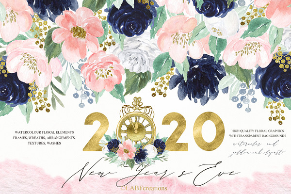 Navy pink & gold New Year's Eve 2020