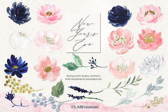 Navy pink & gold New Year's Eve 2020 in Illustrations - product preview 1