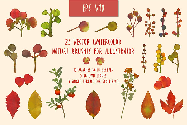 Vector watercolor brushes bundle