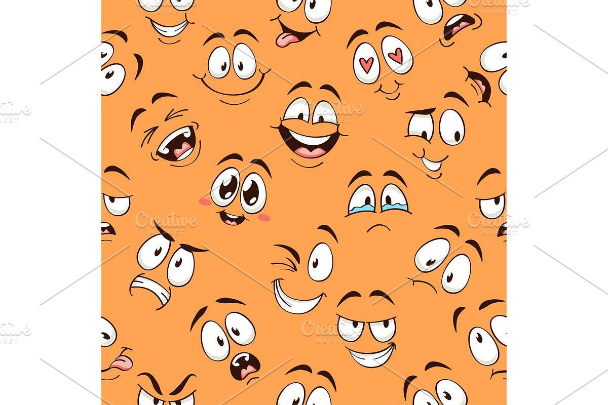 Cartoon faces seamless pattern in Textures - product preview 8