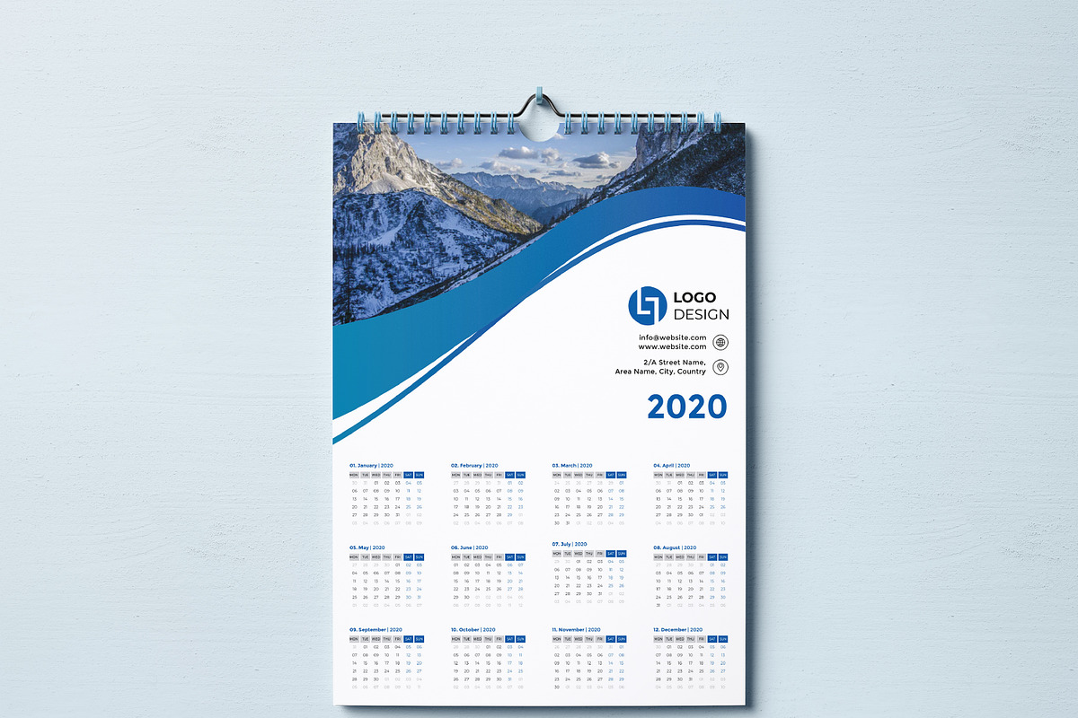 Wall calendar 2020 in Stationery Templates - product preview 8