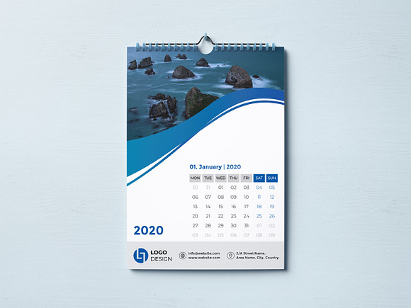 Wall calendar 2020 in Stationery Templates - product preview 1