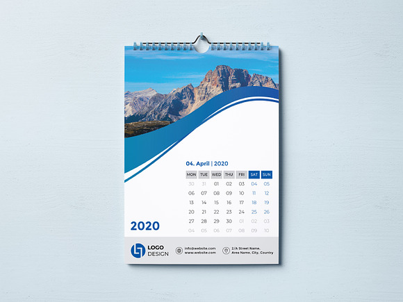 Wall calendar 2020 in Stationery Templates - product preview 2
