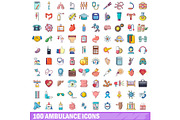 100 ambulance icons set