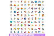 100 healthy person icons set
