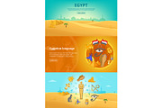 Egypt paper banners set vector