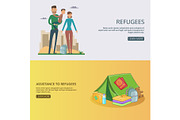 Refugee banner set concept vector