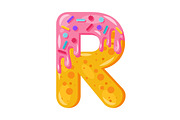 Donut cartoon R letter illustration
