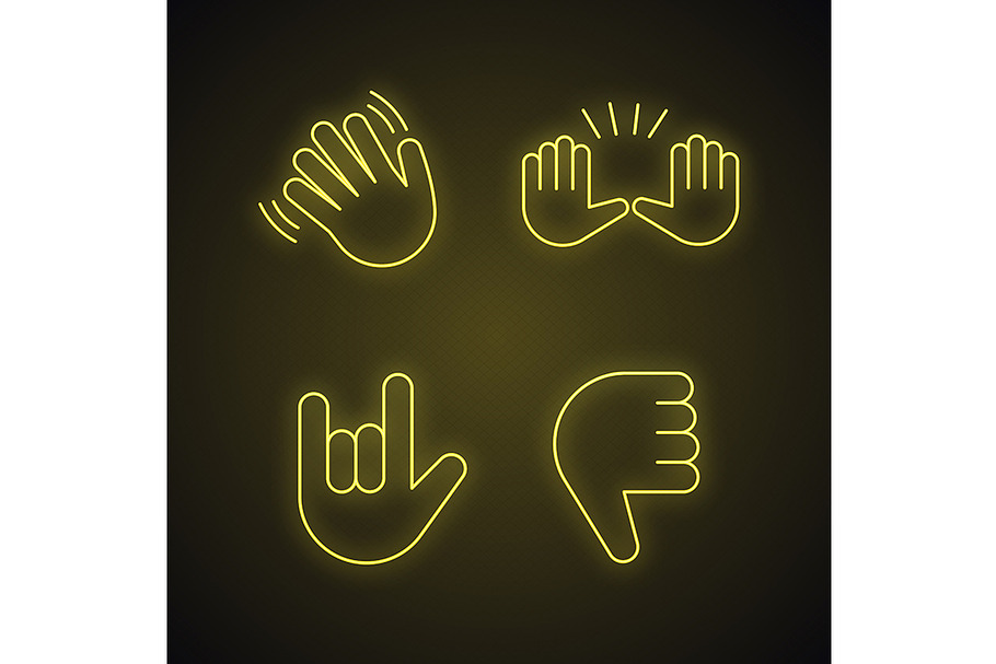 Hand gesture emojis icons set in Icons - product preview 8