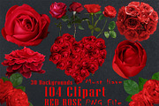 Real red rose floral clipart PNG