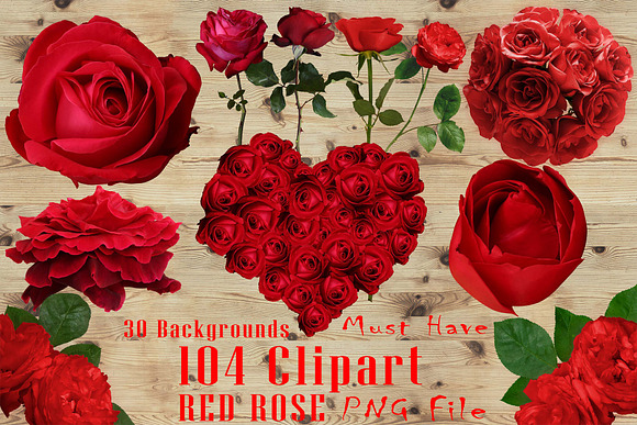Real red rose floral clipart PNG in Objects - product preview 1