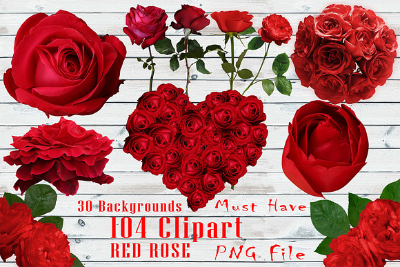 Real red rose floral clipart PNG in Objects - product preview 2