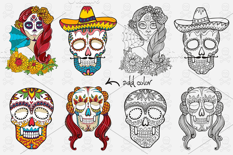 Day of Dead. 60+ vector elements. in Illustrations - product preview 8