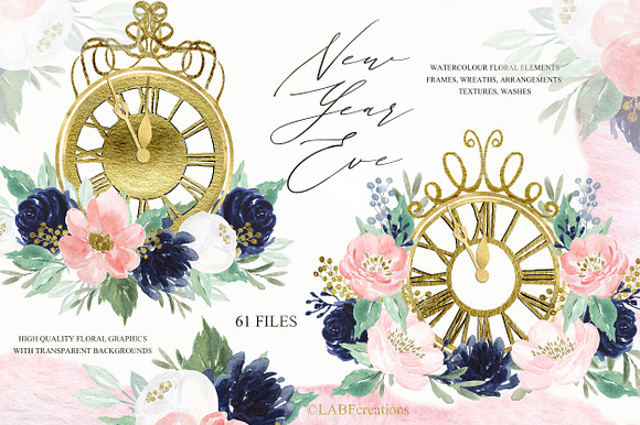 Navy pink & gold New Year's Eve 2020 in Illustrations - product preview 2