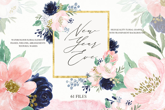 Navy pink & gold New Year's Eve 2020 in Illustrations - product preview 3