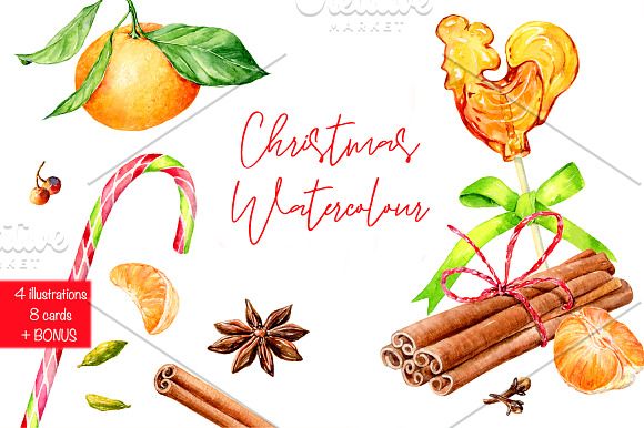 Watercolour Christmas SET in Illustrations - product preview 4