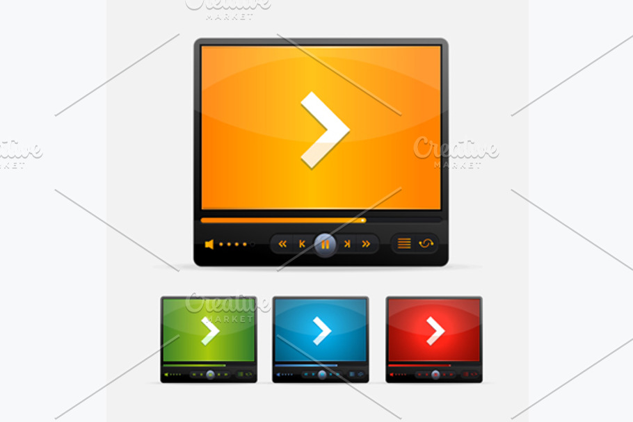 Video Player Skin Colour Set. Vector in Objects - product preview 8