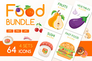 Flat Design Food Icons Collection