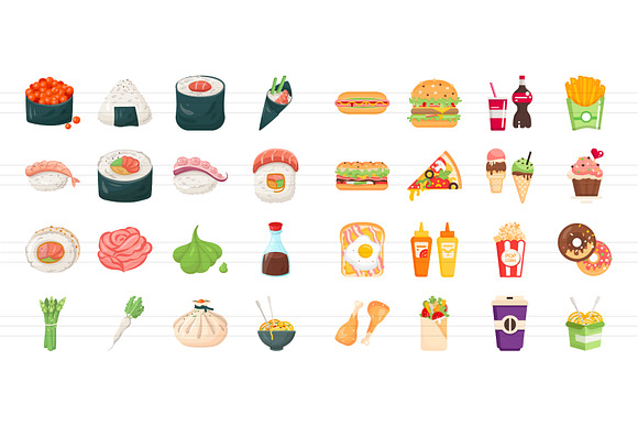 Flat Design Food Icons Collection in Japanese Icons - product preview 7