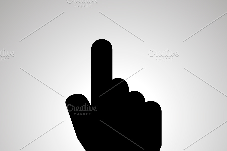 Black computer cursor in hand shape in Icons - product preview 8