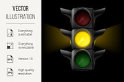 Traffic light with yellow on