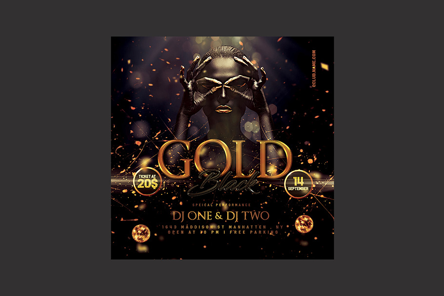 Black Gold Party Flyer in Flyer Templates - product preview 8