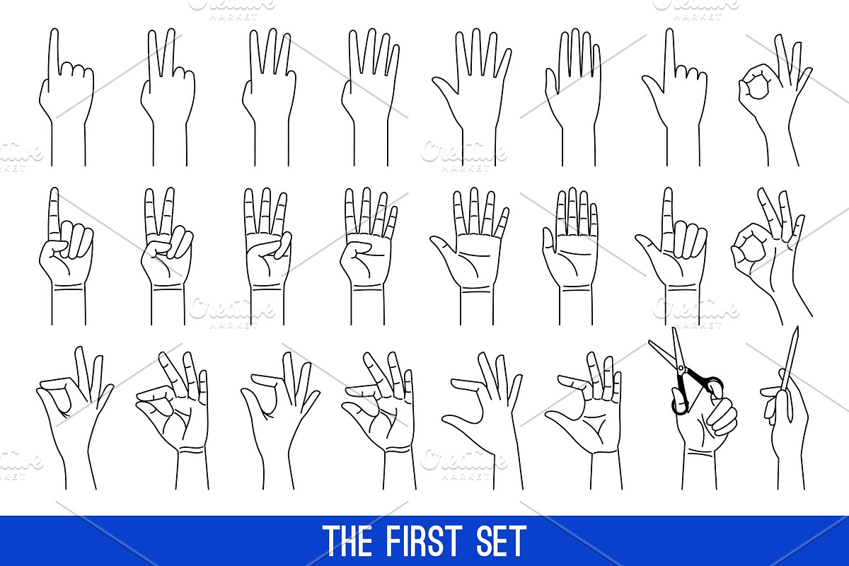 Woman hands gestures outline in Illustrations - product preview 8