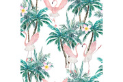 Pattern With Dancing Flamingo