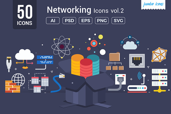 Flat Vector Icons Networking Pack V2