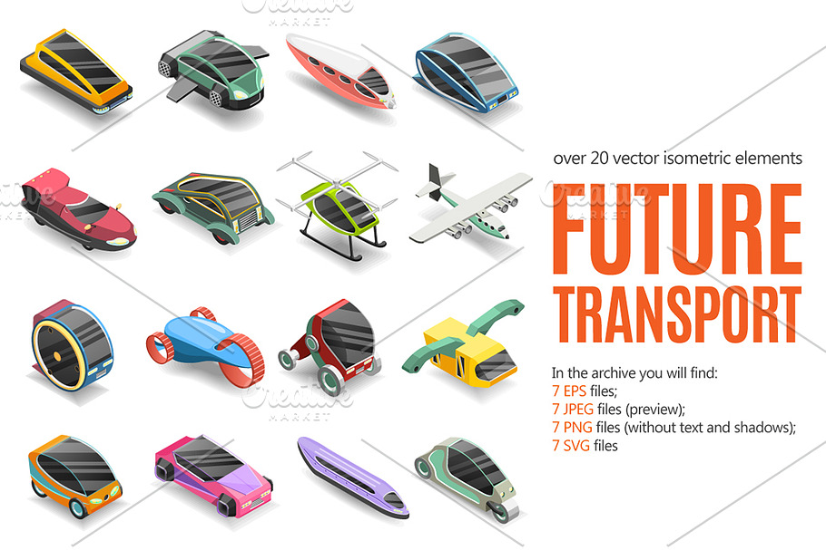 Future Transport Set in Illustrations - product preview 8