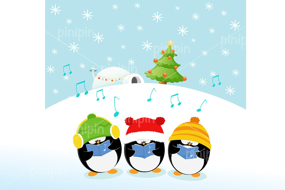 Caroler Penguins in Illustrations - product preview 8