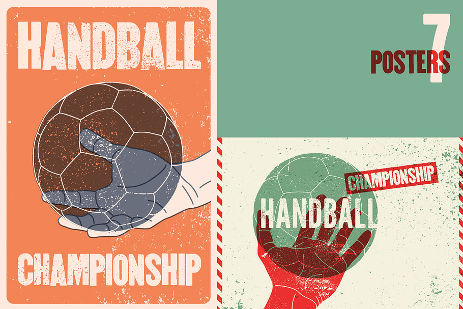 Handball Championship grunge posters in Illustrations - product preview 8