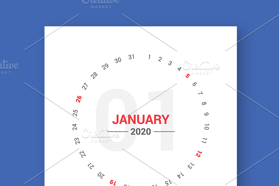 Calendar 2020 Round Style in Stationery Templates - product preview 8