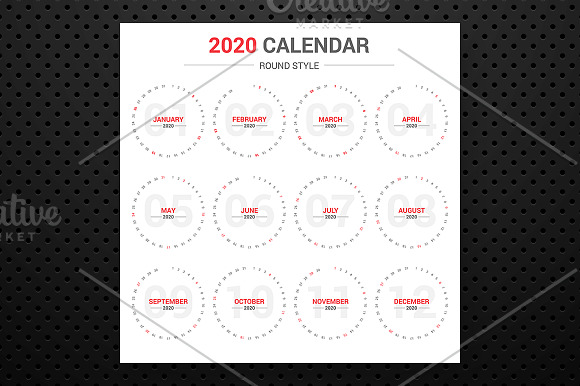 Calendar 2020 Round Style in Stationery Templates - product preview 3