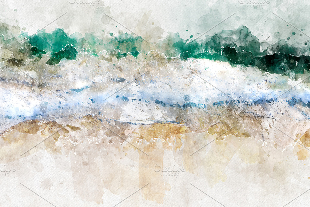 Abstract watercolor ocean blue wave in Textures - product preview 8