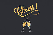 Champagne glass banner. Cheers party