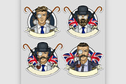Sketch set of british men