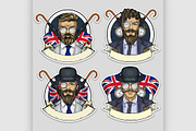 Sketch set of british men
