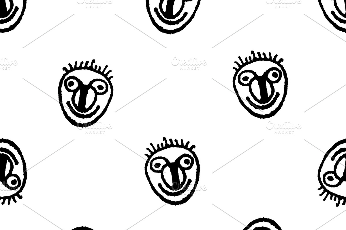 Funny Clown Sketchy Drawing Motif Se in Patterns - product preview 8