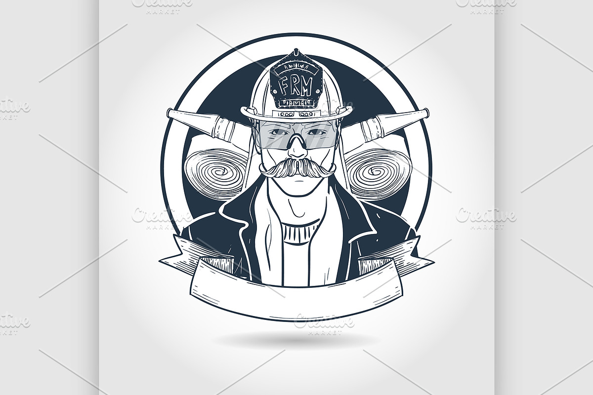 Hand drawn sketch fireman in Illustrations - product preview 8
