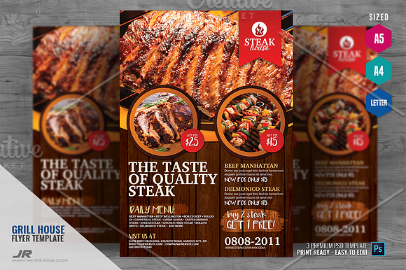 Barbecue Grill Restaurant Flyer in Flyer Templates - product preview 3