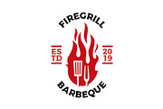 grill fork spatula fire flame logo
