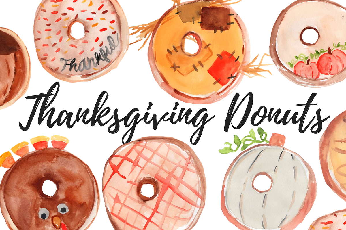 Thanksgiving food Donut Clipart in Illustrations - product preview 8