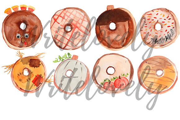 Thanksgiving food Donut Clipart in Illustrations - product preview 1