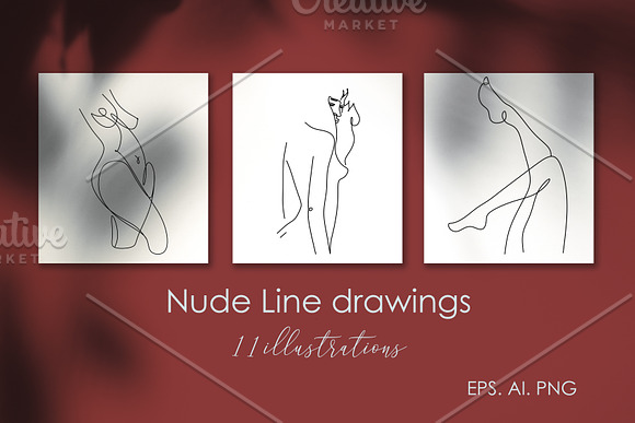 Nude line graphic set in Objects - product preview 1