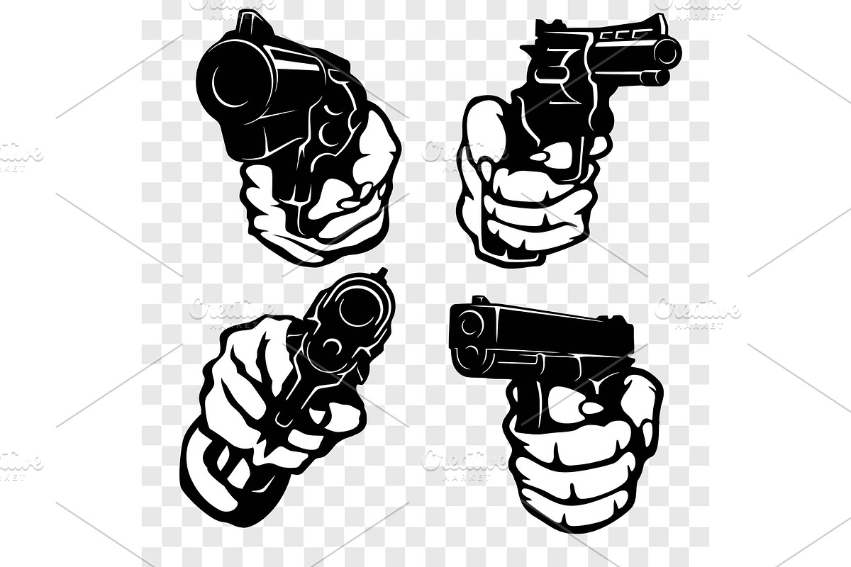 Hands with Guns - vector set in Objects - product preview 8