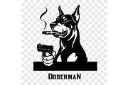 Doberman with guns - Doberman
