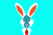Rabbit in tuxedo, animal art backgro