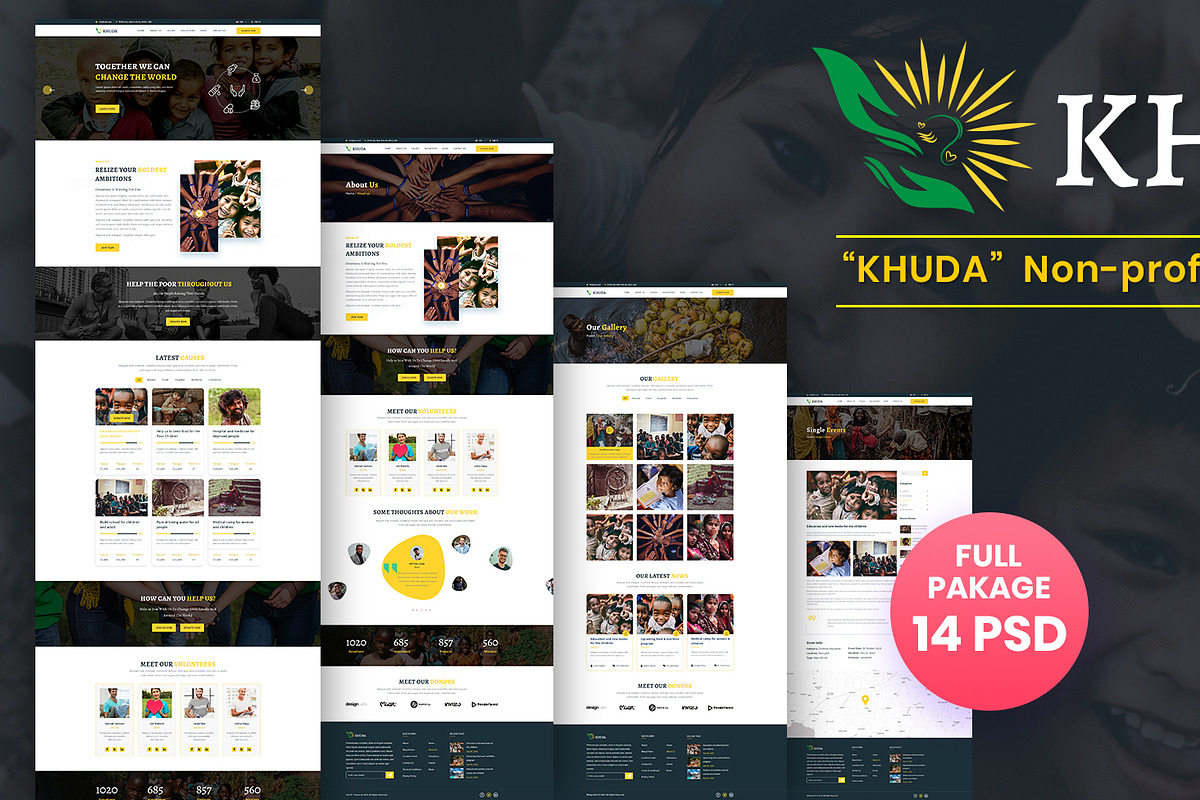 KHUDA Non-Profit PSD Template in Landing Page Templates - product preview 8