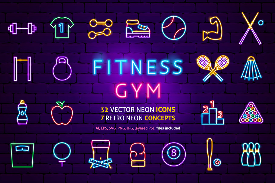 Fitness Neon in Icons - product preview 8